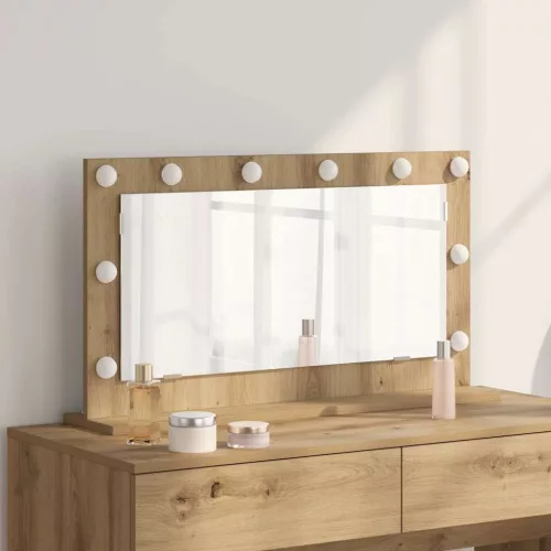 Toalett Tükör LED -es lámpákkal Artisan tölgy 80 x 45 x 18 cm