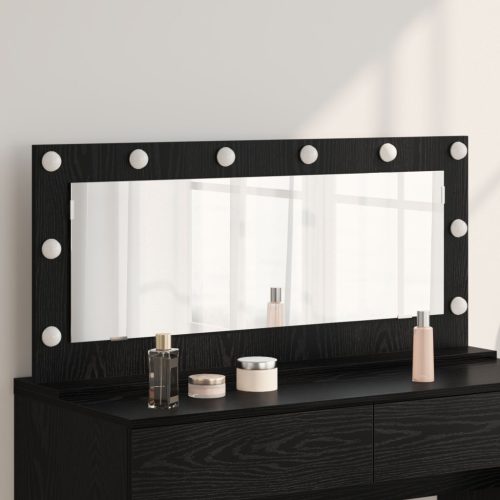 Tükör LED világítással Fekete tölgy 100x45x18 cm