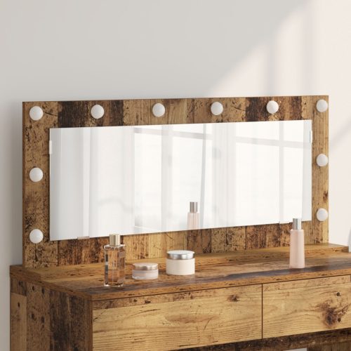 LED világításos sminktükör, régi fa, 100x45x18 cm