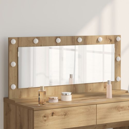 LED világítással ellátott sminktükör Kézműves tölgy 100x45x18 cm