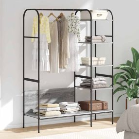   Ruhafogó polcokkal tárolóval Szürke 120 x 44 x 160 cm Faanyag