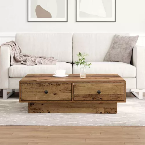 vidaXL Dohányzóasztal Öreg fa 90 x 90 x 28 cm Faanyag