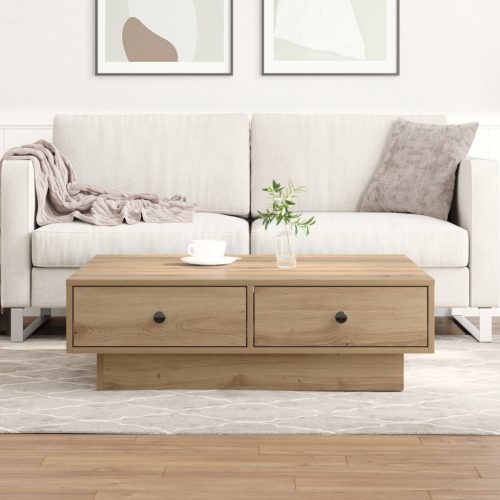 Dohányzóasztal Artisan tölgy Furnér, MDF 90 x 90 x 28 cm Tárolás