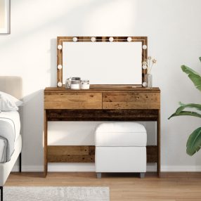 LED-es sminktükör régi fa 100x40x120 cm