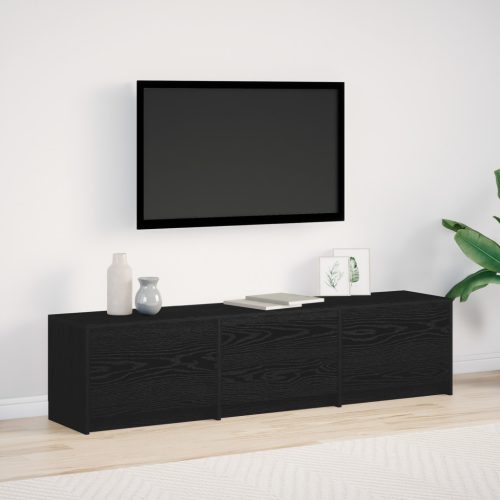 TV szekrény LED Fekete Tölgy 162.5x34x40 cm Szerelt Fa
