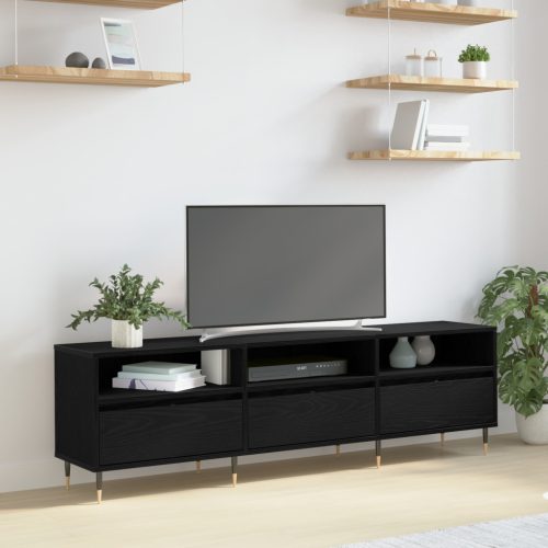 TV szekrény fekete tölgy 150x30x44.5 cm szerelt fa