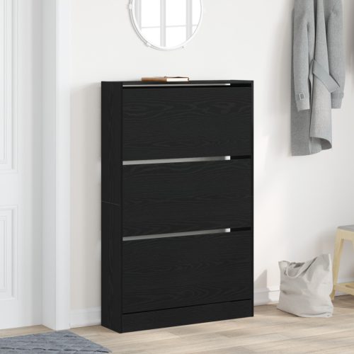 Cipőtartó Fekete Tölgy 80x21x125,5 cm Szerelt Fa
