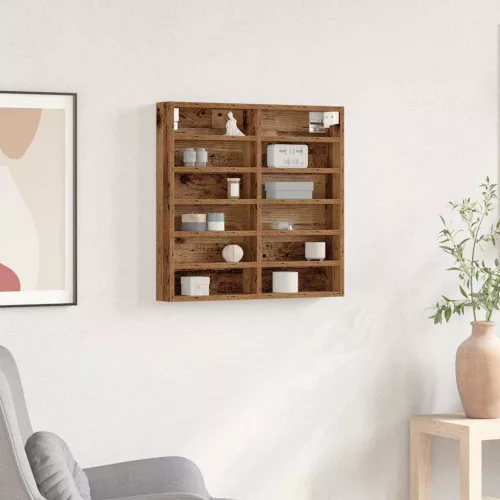 Kiállító szekrény polcokkal Öreg fa 60 x 8,5 x 58 cm Faanyag