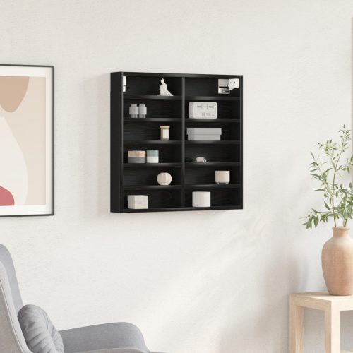 Vitrine Szekrény Fekete Tölgy 60x8,5x58 cm Műanyag