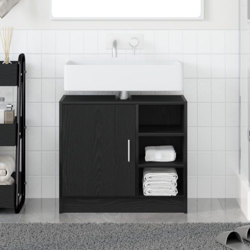 fekete tölgy mosdószekrény 63x29x55 cm szerelt fa