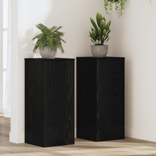 Növényállványok 2 db Fekete Tölgy 30x30x70 cm Mérnökfa
