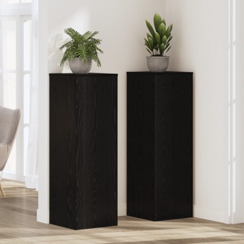 növényállvány fekete tölgy 33x33x100 cm Laminált fa