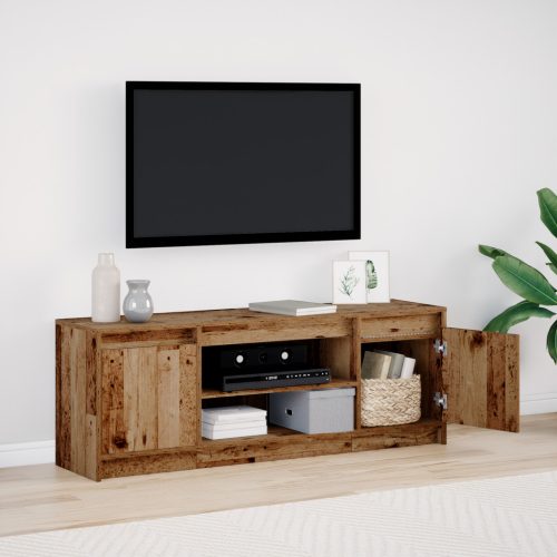 TV Szekrény LED-del - Régi Fa, 139,5x34x50 cm, Mérnöki Fából Készült