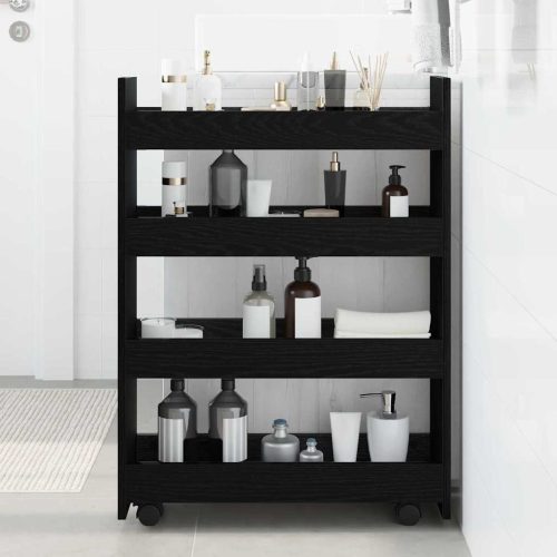 Keskeny Tároló Kocsi Fekete tölgy 60 x 20 x 82 cm Faanyag