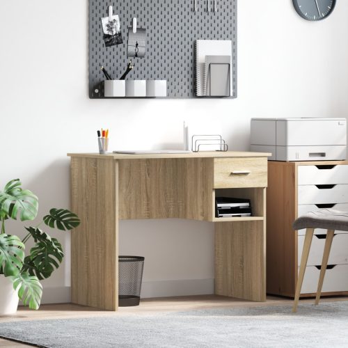 íróasztal tárolóval Sonoma tölgy 90x49.5x75 cm módosított fa