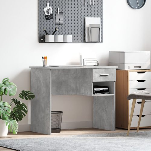íróasztal tárolóval beton szürke 90x49.5x75 cm Mérnöki fa