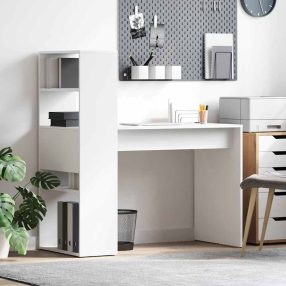   Asztal polcokkal tárolóval Fehér 113 x 54 x 120 cm Faanyag