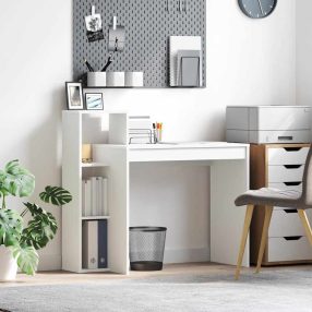 Asztal polcokkal tárolóval Fehér 100 x 40 x 90 cm Faanyag