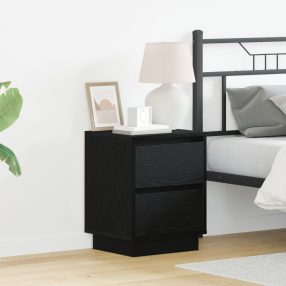 LED Fényes Éjjeli Asztal Fekete 39x34,5x50 cm