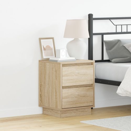 Éjjeli Szekrények LED Fényekkel 2 db Sonoma Tölgy 39x34.5x50 cm
