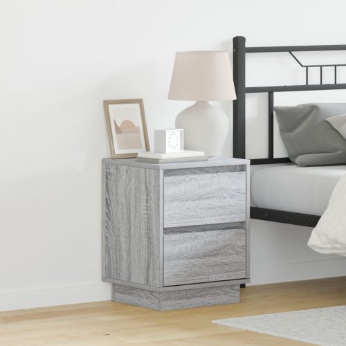 Éjjeli Szekrények LED Világítással 2 db Szürke Sonoma 39x34.5x50 cm