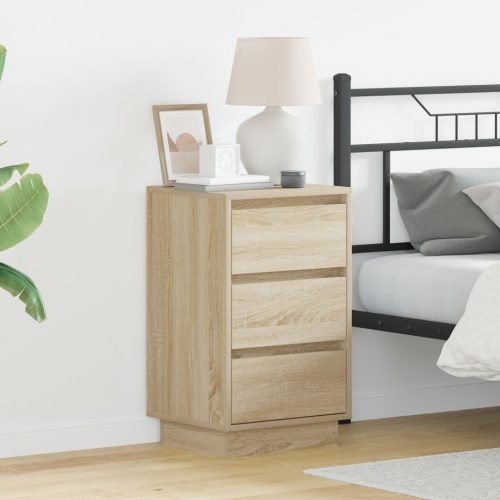 Éjjeli kabinet LED világítással Sonoma tölgy 39x34,5x65 cm Szerelt fa