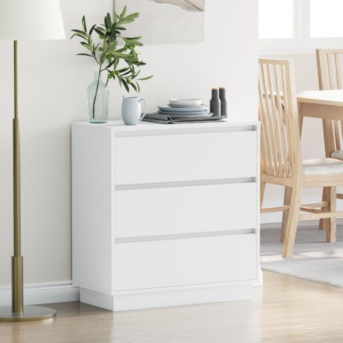 Éjjeli Szekrény LED Fénnyel Fehér 71x34,5x75 cm Műanyag Fa