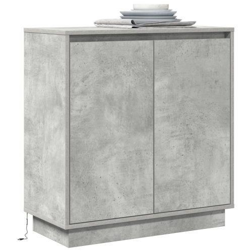 LED-es oldalszekrény, betonszürke, 71x34,5x75 cm, mérnöki fa