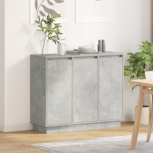LED-es oldalszekrény Beton Szürke 90x32x75 cm Mérnöki Fa