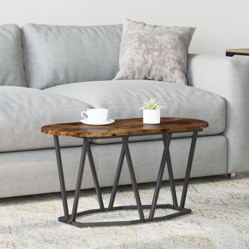 Kávézóasztal Füstölt Tölgy 80x40x40,5 cm Iparilag Kezelt Fa és Fém