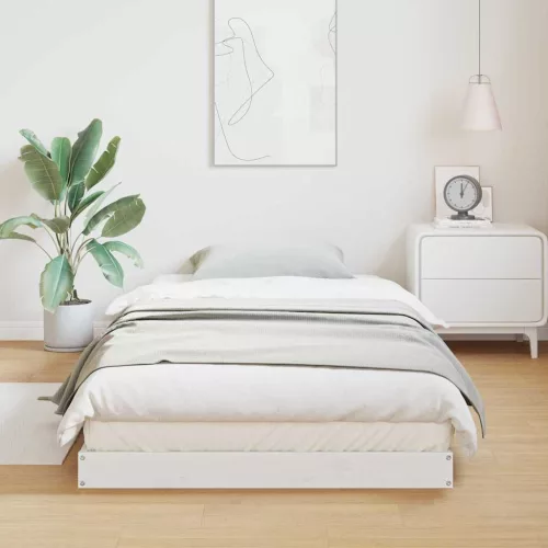 vidaXL Földi ágykeret Fehér 100 x 220 cm Tömör fenyőfa