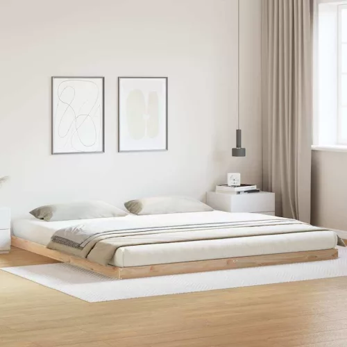 vidaXL Földi ágykeret Természetes 180 x 220 cm Tömör fenyőfa