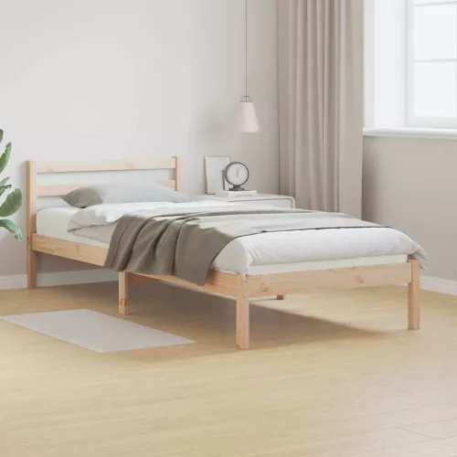 vidaXL Ágykeret fejtámlával Barna 215,5 x 95,5 x 69,5 cm Tömör fenyőfa