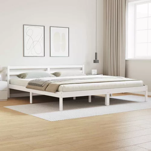 vidaXL Ágykeret Fehér 215,5 x 185,5 x 69,5 cm Tömör fenyőfa
