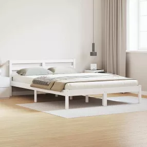  vidaXL Ágykeret Fehér 225,5 x 145,5 x 69,5 cm Tömör fenyőfa