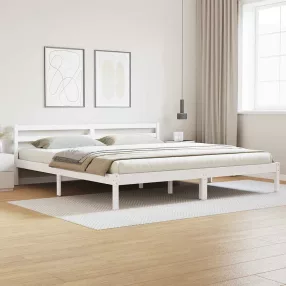   vidaXL Ágykeret Fehér 225,5 x 185,5 x 69,5 cm Tömör fenyőfa