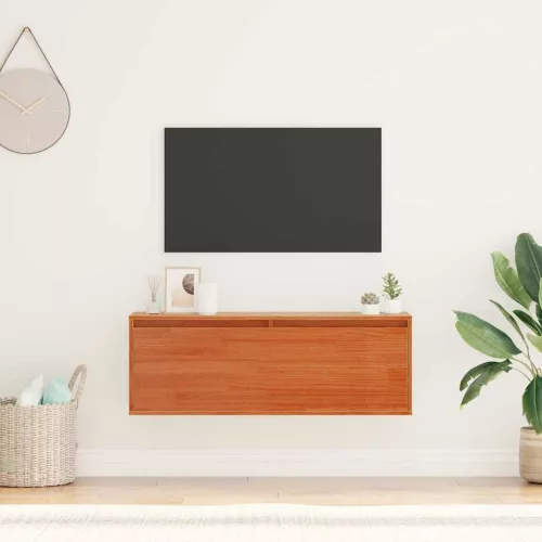 Fali Szekrény ajtóval Viaszbarna 100 x 30 x 35 cm Tömör fenyőfa