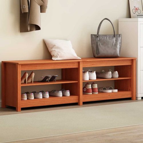 Cipőpad polcokkal Viaszbarna 160 x 36.5 x 50 cm Tömör fenyőfa