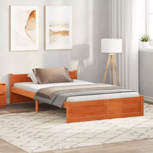 vidaXL Ágykeret Faggyú barna 195,5 x 125,5 x 51 cm Tömör fenyőfa