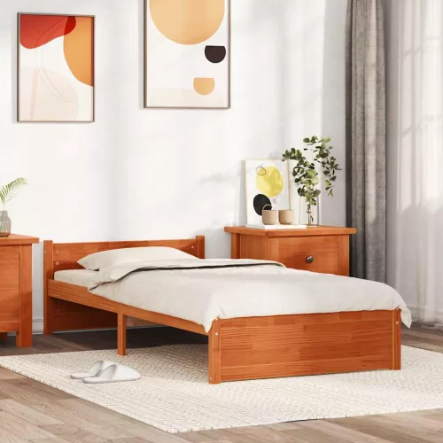 vidaXL Ágykeret Faggyú barna 205,5 x 105,5 x 51 cm Tömör fenyőfa