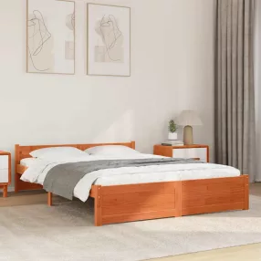   vidaXL Ágykeret Faggyú barna 205,5 x 145,5 x 51 cm Tömör fenyőfa
