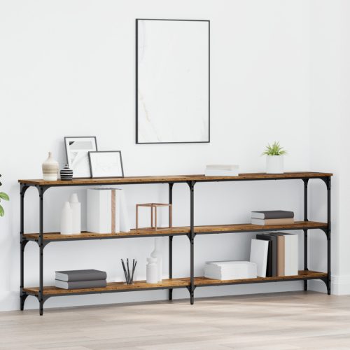 Konsole asztal Régi fa 200x29x75 cm Műgyanta fafából