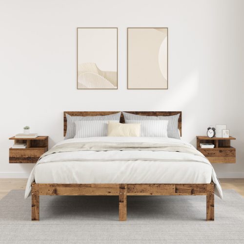 Falra Szerelhető Éjjeli Szekrények 2 db Régi fa 40x31x27 cm Reszelt Fa