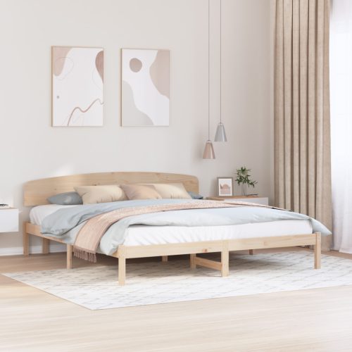 Ágykeret Fejvéggel 200x200 cm Tömör Fa Fenyő