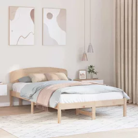 Ágykeret fejtámlával Barna 140 x 190 cm Tömör fenyőfa