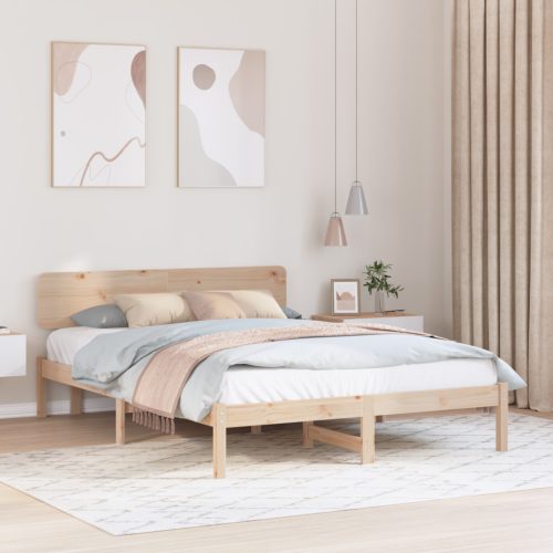 Fali Fejtámlás Ágykeret 140x200 cm tömör fenyőfából