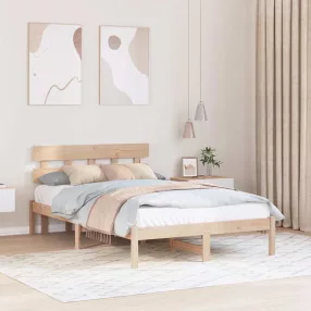   vidaXL Ágykeret fejtámlával Barna 140 x 190 cm Tömör fenyőfa
