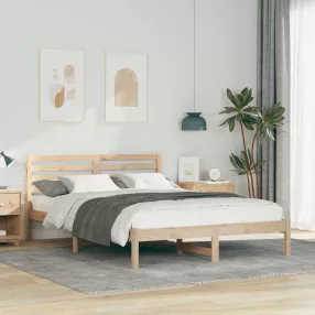 Ágykeret fejtámlával Barna 140 x 210 cm Tömör fenyőfa
