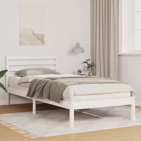 Ágykeret fejtámlával Fehér 80 x 220 cm Tömör fenyőfa