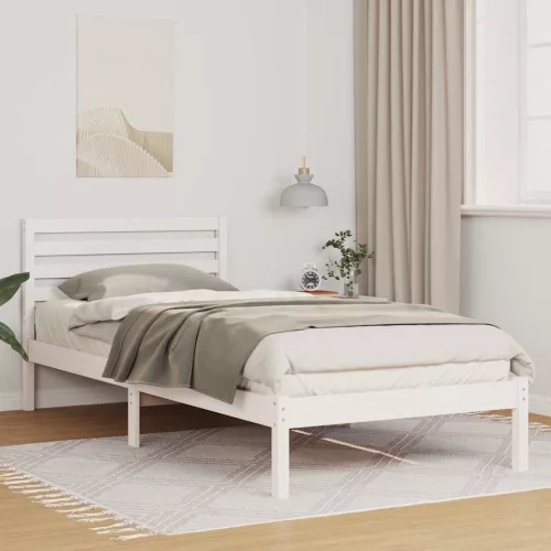 Ágykeret fejtámlával Fehér 80 x 220 cm Tömör fenyőfa